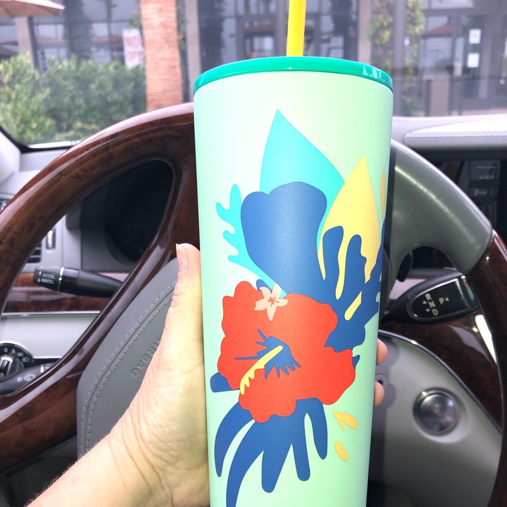 Starbucks Teal Steel Tumbler & Glitter Straw